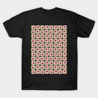 Retro 70s Floral Squares Pink, Yellow, Green T-Shirt